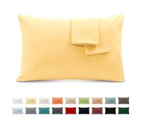 Poligino Taie Oreiller 100% Coton 40x70 cm 2 PCS, Taie d'oreiller Rectangulaire Puro Coton Jersey 120GSM - Housse de Coussin Résistant et Hypoallergénique Jaune Clair