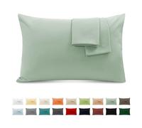 Poligino Taie Oreiller 100% Coton 40x70 cm 2 PCS, Taie d'oreiller Rectangulaire Puro Coton Jersey 120GSM - Housse de Coussin Résistant et Hypoallergénique Vert Aqua