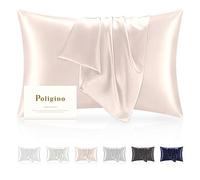 Poligino Taie Oreiller 100% Soie 50 x 70cm,Deux Côtés Taie d'oreiller en Soie de Qualité Supérieure 22 Mommes,Taie d'oreiller Hypoallergénique est Utilisée pour Protéger Les Cheveux et la Peau,Rose