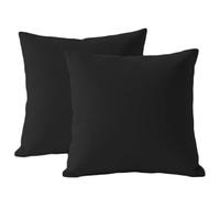 Poligino Taie Oreiller 65x65cm 2 PCS en Premium Microfibre, Housse Coussin avec Fermeture Éclair Invisible, Taie d Oreiller Hypoallergénique et Respirante, Noir