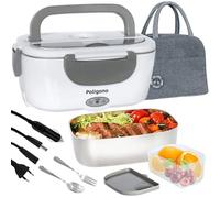 Poligono Gamelle Chauffante, Boite Isotherme Repas Chaud Portable, Lunch Box Chauffante Électrique puro Bureau et Voiture, (1.5L/55W), Gris
