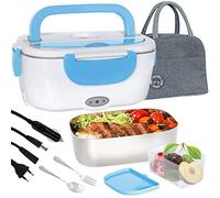 Poligono Lunch Box Chauffante Électrique (1.5L/55W), Boite Isotherme Repas Chaud Portable, Gamelle Ghauffante puro Bureau et Voiture, Bleu