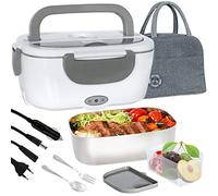 Poligono Lunch Box Chauffante Électrique (1.5L/55W), Boite Isotherme Repas Chaud Portable, Gamelle Ghauffante puro Bureau et Voiture, Gris