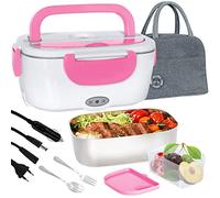 Poligono Lunch Box Chauffante Électrique (1.5L/55W), Boite Isotherme Repas Chaud Portable, Gamelle Ghauffante puro Bureau et Voiture, Rose