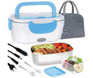 Poligono Lunch Box Chauffante Électrique (1.5L/55W), Boite Isotherme Repas Chaud Portable, Gamelle Ghauffante puro Bureau et Voiture, Bleu