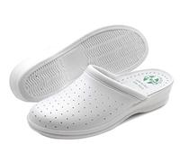 Poligono Pantoufles Sanitaires Homme et Femme, Pantoufles Professionnelles Fermées, Sabots Sanitaires, Chaussures Orthopédiques Confortables, Semelle Anatomique,Blanc pour Femme 39