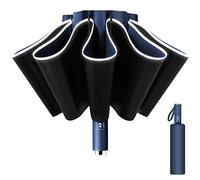 Poligono Parapluie inversé, Parapluie Pliant Automatique 10 Baleines pour Homme Femme, Anti Vent, Anti Tempete, Diamètre 105 cm (Bleu foncé)