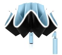 Poligono Parapluie inversé, Parapluie Pliant Automatique 10 Baleines pour Homme Femme, Anti Vent, Anti Tempete, Diamètre 105 cm (Bleu ciel)