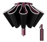 Parapluie inversé, Parapluie Pliant Automatique 10 Baleines pour Homme Femme, Anti Vent, Anti Tempete, Diamètre 105 cm (Rouge Vin)