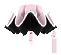 Parapluie inversé, Parapluie Pliant Automatique 10 Baleines pour Homme Femme, Anti Vent, Anti Tempete, Diamètre 105 cm (Rose)