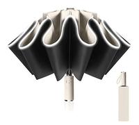 Poligono Parapluie inversé, Parapluie Pliant Automatique 10 Baleines pour Homme Femme, Anti Vent, Anti Tempete, Diamètre 105 cm (Beige)