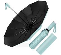 Poligono Parapluie Pliant Automatique, Grand Parapluie 12 Baleines pour Homme Femme, Anti Vent, Diamètre 105 cm (Vert Menthe)