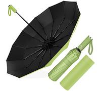 Poligono Parapluie Pliant Automatique, Grand Parapluie 12 Baleines pour Homme Femme, Anti Vent, Diamètre 105 cm (Vert)