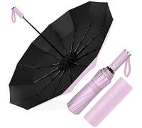 Poligono Parapluie Pliant Automatique, Grand Parapluie 12 Baleines pour Homme Femme, Anti Vent, Diamètre 105 cm (Rose)
