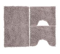 Poligono Set de Tapis de Bain 3 pièces en Microfibre, Tapis de Sol Long 50 x 80 cm, 2 Tapis de WC et Water Forme rectangulaire 40 x 50 cm, Doux, antidérapant, Gris
