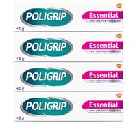 Poligrip Crème Fixative Denture Essentielle (4 x 40 g) Garder en Sécurité, Saveur Gratuite