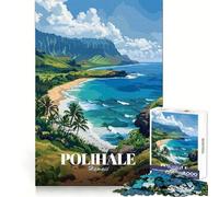 Polihale, Hawaï Illustration de Paysage pittoresque Puzzle de 1000 pièces pour Adolescents Jeu de réflexion Moments de Paix Découpe de qualité supérieure Cadeau Artistique (50x75cm)