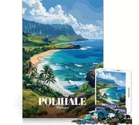 Polihale, Hawaï Illustration de Paysage Puzzle de 1000 pièces pour Adolescents Jeu de logique mentale Attente et Calme Objet de Collection aux Bords Fins (38x52cm)