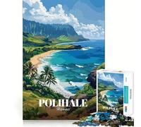 Polihale, Hawaï Illustration de Paysage Puzzle de 1000 pièces pour Adultes Renforce la mémoire Loisirs Amusant Qualité supérieure Cadeau élégant (38x26cm)
