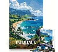 Polihale, Hawaï Illustration de Paysage Puzzle de 1000 pièces pour Adultes Renforce la mémoire Loisirs Amusant Qualité supérieure Cadeau élégant (38x26cm)