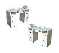 POLIRONESHOP CRETA - Table de Travail Professionnelle pour Reconstruction d'Ongles et Manucure, Design Pratique et Confortable (blanc)