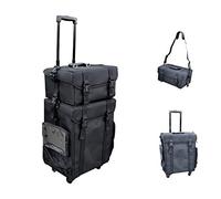 POLIRONESHOP Petra Valise Beauty Case Trolley Professionnel - Idéal pour Maquillage, Esthéticienne et Accessoires de Beauté - Portable, Spacieux et Élégant (Noir)