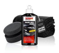 Polish & Wax Color Kit de polissage pour voiture Noir 250 ml + éponge de polissage + chiffon de polissage|Pâte de polissage