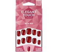 Polished Colour 24 Nails With Glue Squoval Rich Red