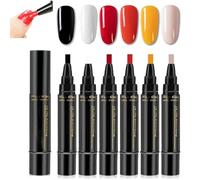 Polishey Nail Polish Pens, Gel NailPolish Set, One Step Nail Gel Pen, 3 in 1 NailPolish Pens Quick Dry, 36 Color Nails Polish GelPen 8 Ml, 6PCS Polishey Nails Pens for Nail Art DIY (Set A)