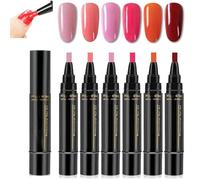 Polishey Nail Polish Pens, Gel NailPolish Set, One Step Nail Gel Pen, 3 in 1 NailPolish Pens Quick Dry, 36 Color Nails Polish GelPen 8 Ml, 6PCS Polishey Nails Pens for Nail Art DIY (Set D)