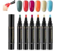 Polishey Nail Polish Pens, Gel NailPolish Set, One Step Nail Gel Pen, 3 in 1 NailPolish Pens Quick Dry, 36 Color Nails Polish GelPen 8 Ml, 6PCS Polishey Nails Pens for Nail Art DIY (Set F)