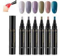 Polishey Nail Polish Pens, Gel NailPolish Set, One Step Nail Gel Pen, 3 in 1 NailPolish Pens Quick Dry, 36 Color Nails Polish GelPen 8 Ml, 6PCS Polishey Nails Pens for Nail Art DIY (Set C)
