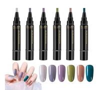 Polishey Stylos à Vernis à Ongles, 6×Stylos à Vernis à Ongles Pour Nail Arts Sans UV, Marqueur De Vernis à Ongles, Vernis à Ongles Gel 3 En 1 étape Gel à Ongles, Stylo Nail Arts Durable Et Incassable