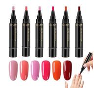 Polishey Stylos à Vernis à Ongles, 6×Stylos à Vernis à Ongles Pour Nail Arts Sans UV, Marqueur De Vernis à Ongles, Vernis à Ongles Gel 3 En 1 étape Gel à Ongles, Stylo Nail Arts Durable Et Incassable