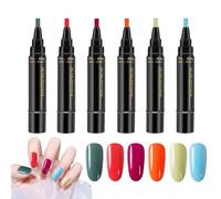 Polishey Stylos à Vernis à Ongles, 6×Stylos à Vernis à Ongles Pour Nail Arts Sans UV, Marqueur De Vernis à Ongles, Vernis à Ongles Gel 3 En 1 étape Gel à Ongles, Stylo Nail Arts Durable Et Incassable