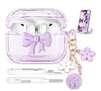 Polislime Coque pour AirPods Pro 3 2025, avec verrouillage de sécurité et support de téléphone pour AirPods Pro 3e génération pour femme et fille, coque pour iPod Pro 3 avec porte-clés, papillon rose