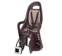POLISPORT 8406000029 - Siège arrière écologique Groovy FF pour vélos avec Roues de 26'' à 28'' adapté aux Enfants de 9 à 22Kg avec ancrage au Cadre en Color Marron Foncé/Marron