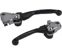 POLISPORT 8487200016 - Jeu de leviers pliables incassables usiné à partir d'aluminium avec adaptateur compatible avec les motos KAWASAKI en couleur Noir