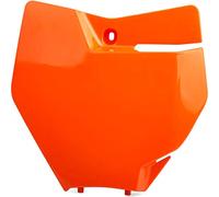 Polisport 8664900006 - Plaque d'immatriculation Avant réplique OEM en Plastique Brillant Durable et résistant Compatible avec Les Motos KTM en Couleur Orange Fluor