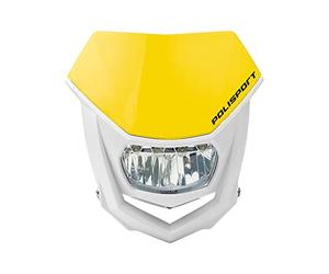 Polisport 8667100003 - Phare HALO en polypropylène avec lampe LED compatible avec tous les modèles de motocross/enduro en couleur blanc/jaune
