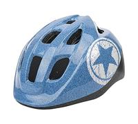 POLISPORT 8740400019 - Casque de vélo en Jean Junior pour Enfants réglable Taille S (52-56 cm) avec Certification CE pour Le Cyclisme, la Planche à roulettes, Le Patinage en Couleur Bleu/Blanc