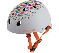 POLISPORT 8741100001 - Casque de vélo Urban Radical Triangles pour Enfants réglable (53-55 cm) avec Certification CE pour Le Cyclisme, la Planche à roulettes, Le Patinage en Couleur Blanc Mat/Orange