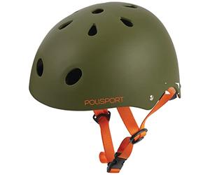 POLISPORT 8741100003 - Casque de vélo Urban Radical Tag pour Enfants réglable (53-55 cm) avec Certification CE pour Le Cyclisme, la Planche à roulettes, Le Patinage en Couleur Vert Mat/Orange