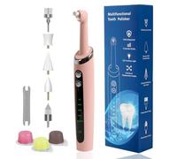 Polisseur dentaire, kit de blanchiment des dents rechargeable, nettoyage et blanchiment, polisseur électrique avec pâte à polir à 3 dents, 5 modes de vitesse, lumière LED-rose