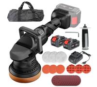 Polisseuse de voiture sans fil, 1000 W avec 6 vitesses, polisseuse sans balais 1400 W, Ø 125 mm, deux piles