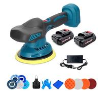 Polisseuse de Voiture Sans Fil 150mm,21V Lustreuse Polisseuse Orbitale avec 2 Batteries,6 Vitesses Variables 2800-5500 tr/min,Kit Polissage Excentrique 12 mm,pour Détails Voiture, Polissage,Cirage