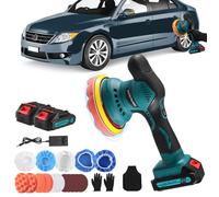 Polisseuse de Voiture Sans Fil, 21V Lustreuse Polisseuse Orbitale avec 2 Batteries, 6 Vitesses Variables 2800-5500 tr/min