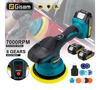 Polisseuse de voiture sans fil Gisam 8 vitesses avec écran numérique, polisseuse électrique pour voiture, machine à cirer et polir les voitures, compatible avec la batterie Makita 18V. No Battery No P