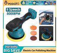 Polisseuse de voiture sans fil Podofo 5000 tr/min, sans batterie, 6 vitesses réglables, pour le cirage, le ponçage et la finition automobile, compatible avec la batterie Makita 18v No Battery