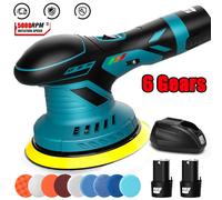 Polisseuse de voiture sans fil, polisseuse de voiture sans fil, outil électrique, cirage, réparation, ponceuse, 6 vitesses, 12V, 2 pièces, batterie 2,0 Ah B Set -- 2 Battery